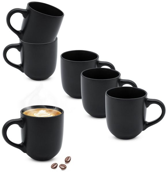 Spetebo Tasse Steinzeug Kaffeetasse 300 ml schwarz matt, 1-tlg, Porzellan, Mikrowelle geeignet
