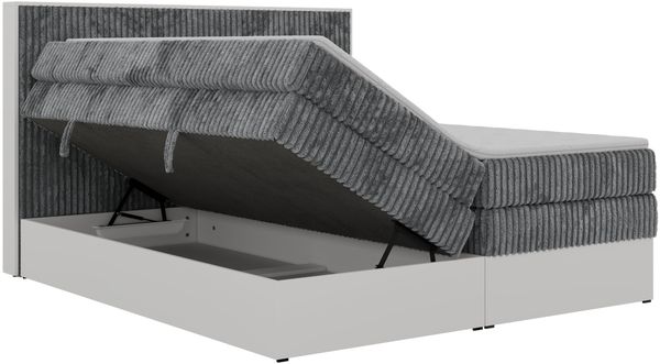 Boxspringbett mit Stauraum TRAVIT KING, Bett mit Gasdruckfedern, Multipocket Matratze H4 und Topper Visco, zwei Bettkästen - 160 x 200 cm - Grau Cord Bild 8