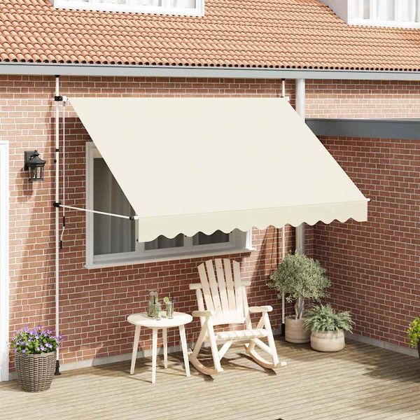 vidaXL Einziehbare Markise Handbetrieben 300 cm Cremeweiß 143696