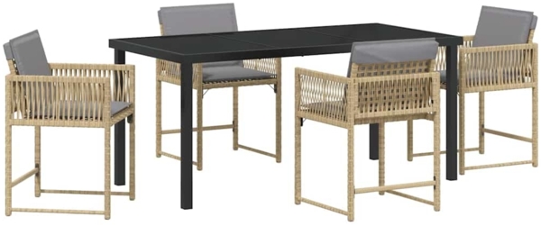 vidaXL Garten Essgruppe 5 pcs Beige Poly-Rattan 3380767
