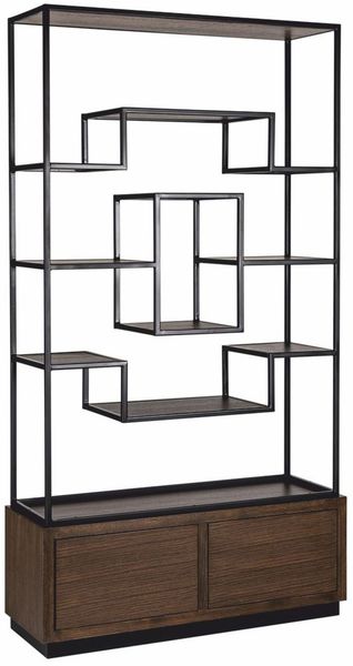 Casa Padrino Luxus Regalschrank Dunkelbraun / Schwarz 120 x H. 240 cm - Luxus Möbel