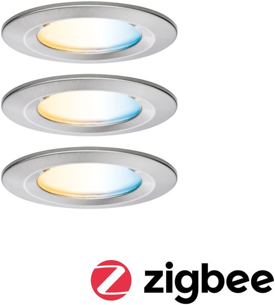 LED Einbauleuchte Nova Coin IP44 rund 78mm Tunable White 3x6W 3x530lm 230V Eisen gebürstet Aluminium