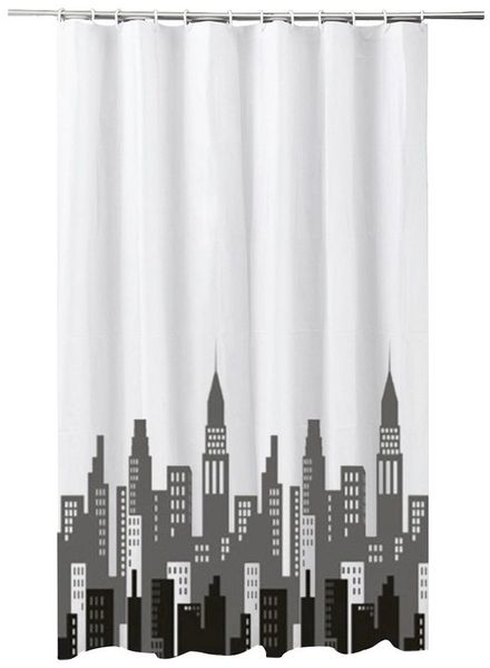 ADOB Duschvorhang City Breite 180 cm, Höhe 200 cm, waschbar, inkl. 12 Vorhangringe