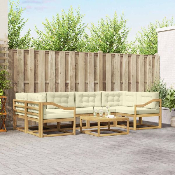 vidaXL Outdoor-Sofagarnitur mit Kissen 5 pcs Weiß und Creme 3386144