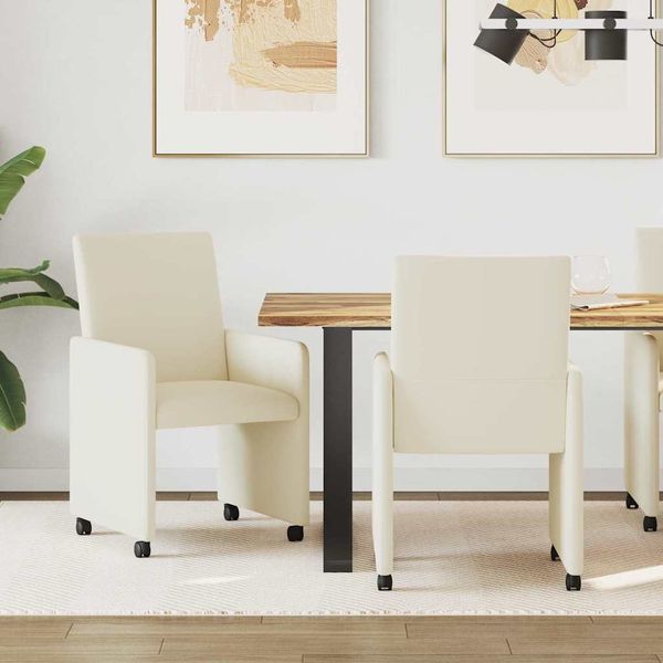vidaXL Esszimmerstühle mit Rollen 2 pcs Creme 57 x 66 x 94 cm 42017817