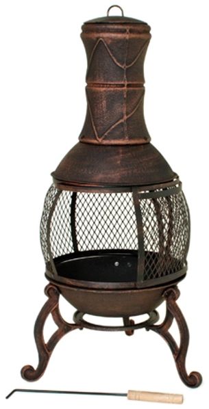 Terrassenofen NIL - Gusseisen Dunkelbraun 90x50x50cm | Feuerstelle Feuerkorb Garten Terrasse Holz Ofen Kamin Outdoor