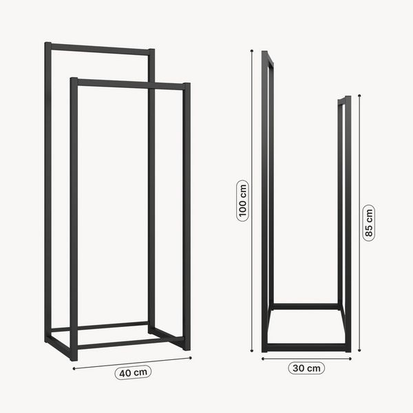 en. casa Kleiderständer, »Holtalen« mit 2 Stangen Metall 100 x 40 x 30 cm Schwarz Bild 3