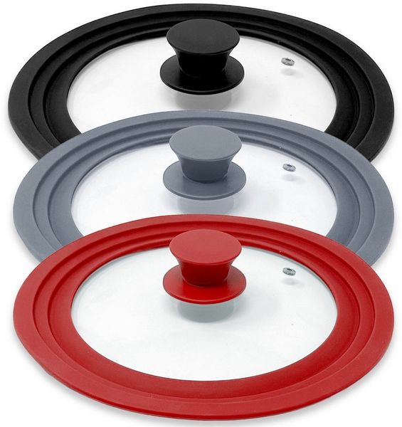 mixed24 Pfannendeckel 1x Silikon Topfdeckel Universalgröße mit Silikongriff 20-22-24cm