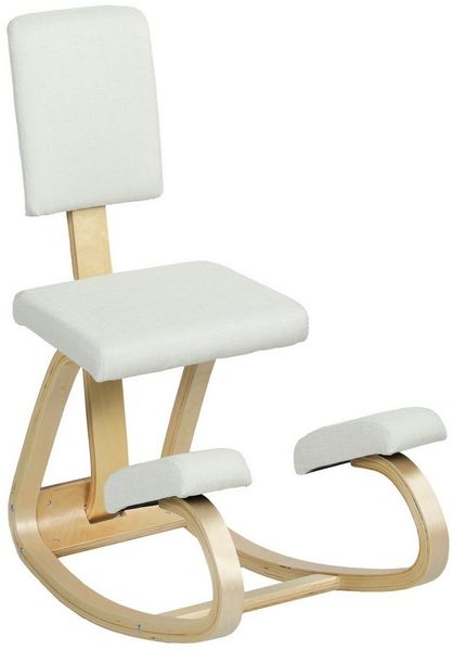 HOMCOM Stuhl Ergonomischer Kniestuhl, Kniehocker mit Rückenlehne (Bürostuhl, 1 St), zur Verbesserung der Nackenschmerzen Rückenschmerzen Creme