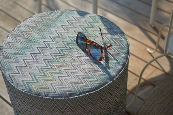 H.O.C.K. Sitzhocker H.O.C.K. Pablo Outdoor Hocker Pouf rund mit Keder ø60x40cm blue sun, Hocker, Sitzhocker, Pouf Hocker, Barhocker - wetterfest, vielseitig