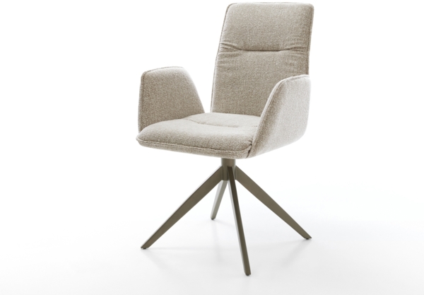 Drehstuhl Vinja-Flex Webstoff Soft Beige Kreuzgestell breit Effektfinish Titan 360° drehbar Wippfunktion