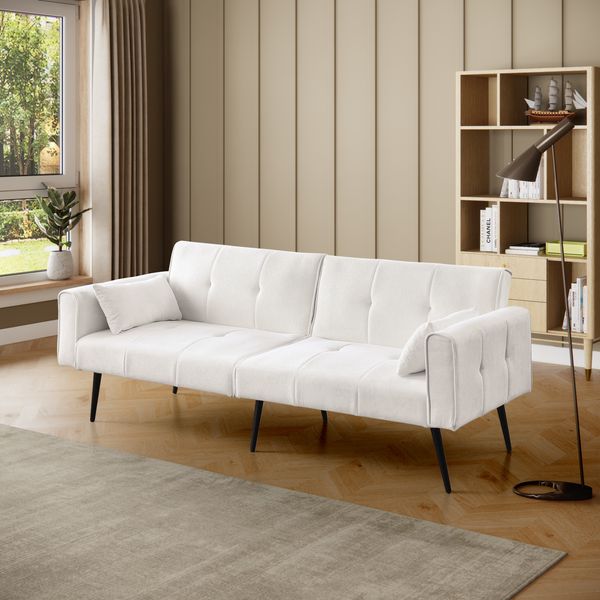Schlafsofa mit Cordbezug, klappbar, 175 x 71 x 71 cm, beige