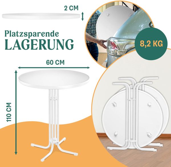 KESSER® Gastro Stehtisch klappbar - Gastronomie Bistrotisch rund - Wetterbeständiger Klapptisch Gartentisch - Runder Partytisch - Hitzebeständig - Stabil und sicher Weiß, Ø 60 cm, 1er Set Bild 6