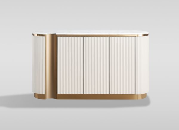 Livin Hill Stilig ST917F Kommode, MDF, Kunstmarmor, Edelstahl, 88 x 40 x 158 cm