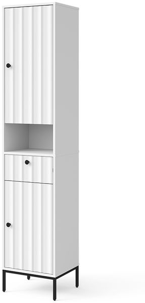 Badschrank Eliza Weiß Riffel 40 x 190 cm mit 2 Türen Vicco