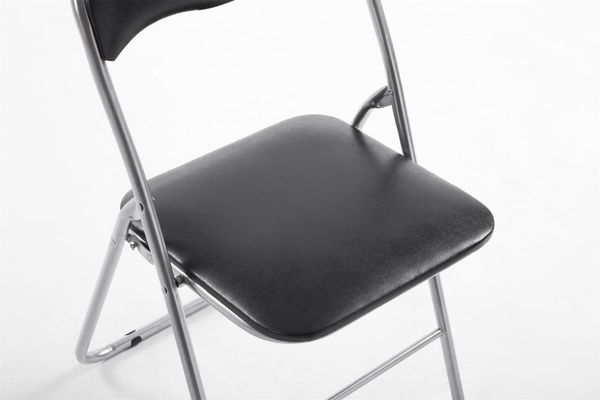 CLP 2er Set Klappstuhl Felix Klappbarer mit Kunstleder PVC Sitz Gepolstert,schwarz/silber Bild 6