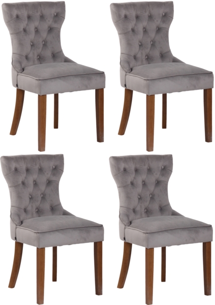 CLP 4er Set Esszimmerstühle Franca Samt gepolstert,grau antik-hell