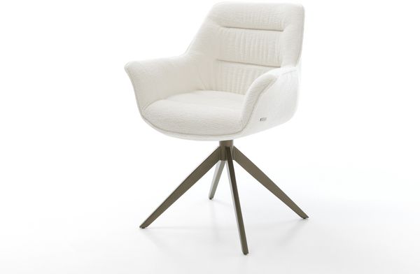 Drehstuhl Kaira-Flex Bouclé Soft Beige Kreuzgestell breit Effektfinish Titan 360° drehbar Wippfunktion