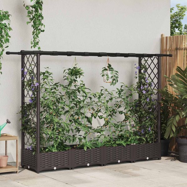 vidaXL Hochbeet mit Rankgitter und Dach Braun 203 x 40 x 121 cm PP 42032517