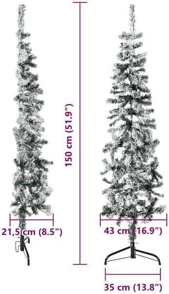 vidaXL Künstlicher Halb-Weihnachtsbaum mit Schnee Schlank 150 cm 344605 Bild 9