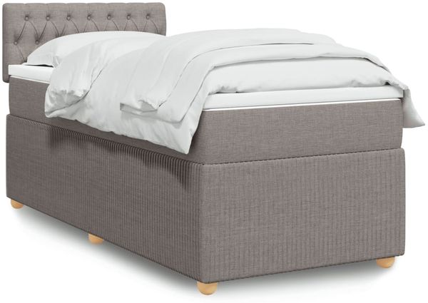 vidaXL Boxspringbett mit Matratze Taupe 100x200 cm Stoff 3287378