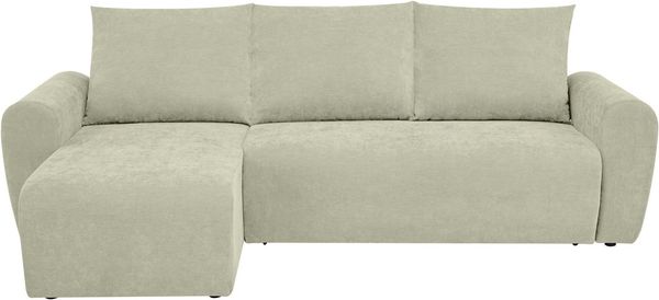 Home affaire Ecksofa Nortrud-Uni, 241 cm, L-Form, mit Schlaffunktion u. Bettkasten, Recamiere rechts / links montierbar, Feinstruktur-Bezug