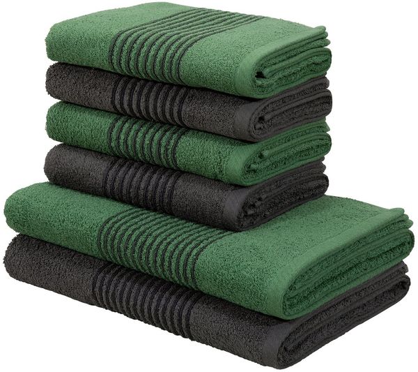Bruno Banani Handtuch Set Jassen, Duschtücher, Handtücher, Walkfrottee (Set, 6-St), mit gestreifter Bordüre, 6 teiliges Handtücher Set aus 100% Baumwolle