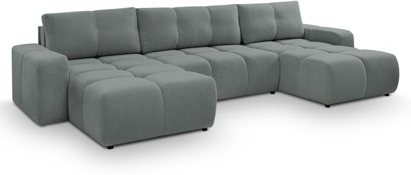 AX LIVING Ecksofa Grau mit Schlaffunktion Hosio 359 cm – Komfortable Wohnlandschaft
