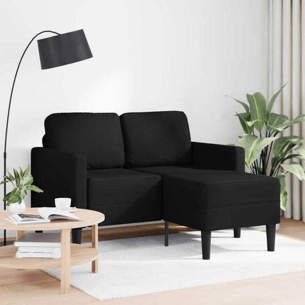 vidaXL 2-Sitzer-Sofa mit Chaiselongue L-förmig Schwarz 125 cm Kunstleder 4107083