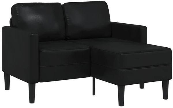 vidaXL 2-Sitzer-Sofa mit Chaiselongue L-förmig Schwarz 125 cm Kunstleder 4107083