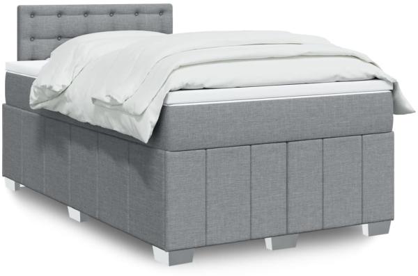 vidaXL Boxspringbett mit Matratze Hellgrau 120x200 cm Stoff 3289349