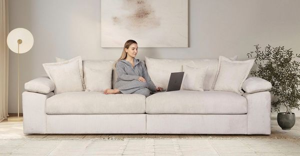 OTTO home Big-Sofa Soft&Cosy XL, B: 246 cm - OTTO. Verlässliche Qualität, Mega-Sofa, Cord oder Chenille-Struktur, mit Federkern & 4 Zierkissen