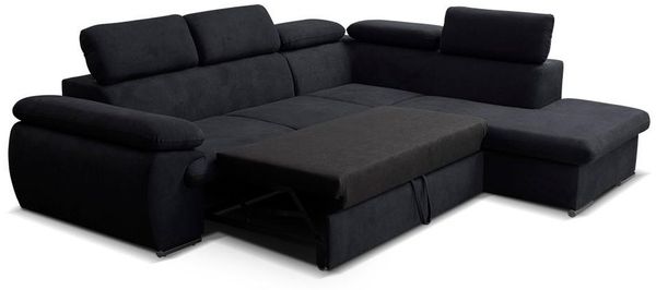 Ecksofa mit Schlaffunktion & Bettkasten FABIEN - Schwarz - Ecke Rechts