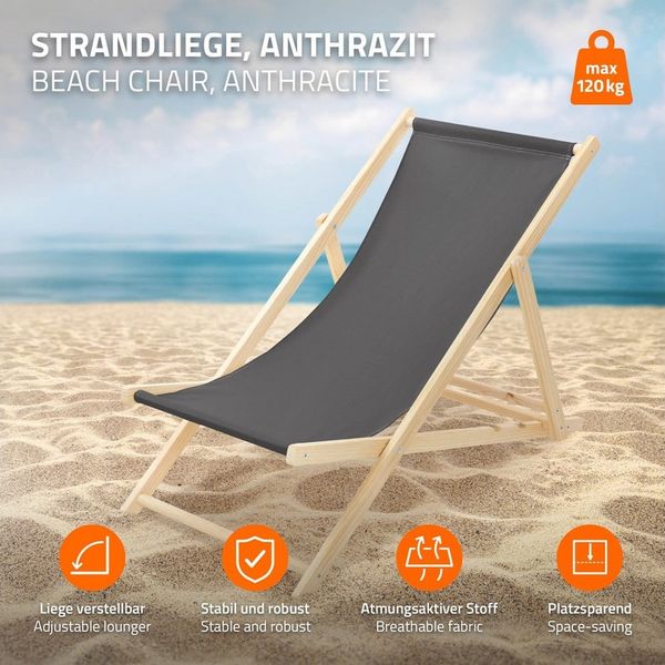 ECD Germany Gartenliege Holz Liegestuhl Beachstuhl klappbarer Strandstuhl Strandliege Liege, 10 St, 10er Set Sonnenliege mit 3-Fach verstellbarer Rückenlehne Relaxliege Bild 2
