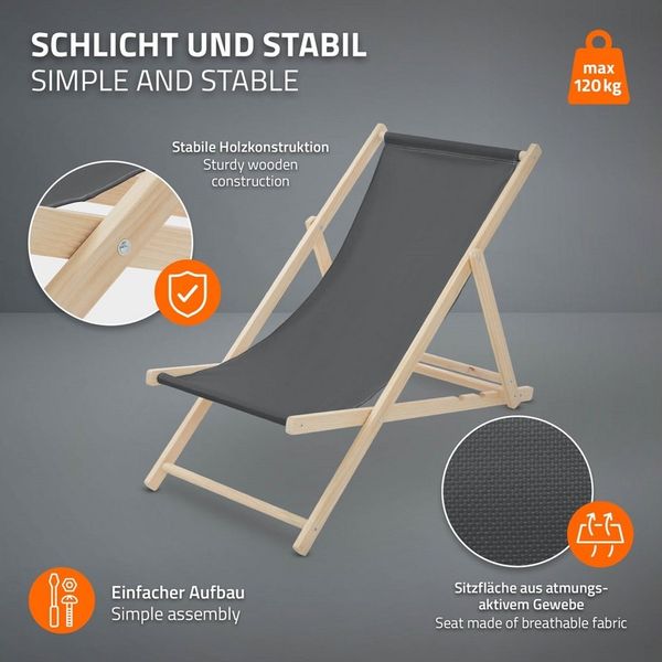 ECD Germany Gartenliege Holz Liegestuhl Beachstuhl klappbarer Strandstuhl Strandliege Liege, 10 St, 10er Set Sonnenliege mit 3-Fach verstellbarer Rückenlehne Relaxliege Bild 3