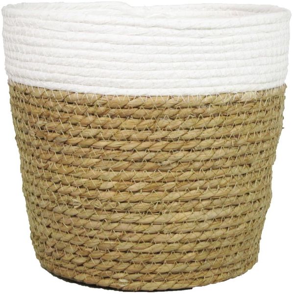 INNA-Glas Übertopf Pflanztopf Dominga, weiß-beige, 18cm, Ø20,5cm