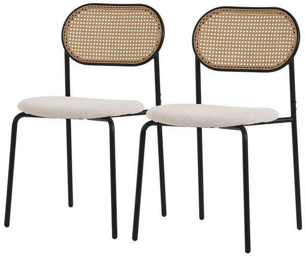 ML-DESIGN Stuhl Esszimmerstühle Rattanstuhl Polsterstühle Akzentstühle für Esszimmer (2 St), Beige Esstischstühle mit Rückenlehne aus Rattan 2er Set Küchenstuhl