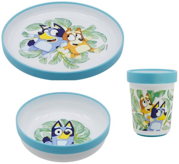 Bluey Kindergeschirr-Set Bluey und Bingo Kinder Geschirr-Set 3 teilig (3-tlg), 1 Personen, BPA-Frei, Becher Teller Schüssel antirutsch Bild 2