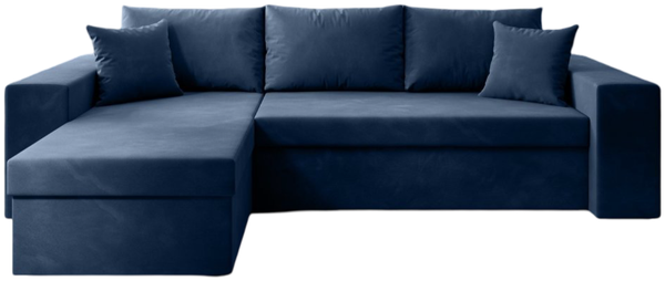 Designer Sofa Denver mit Schlaf- und Klappfunktion Samt Blau Links