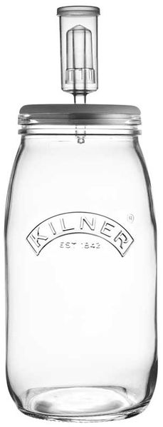 Kilner Fermentier Set, 3 Liter Einmachglas mit Gärverschluss und Rezeptbuch,17x17x32 cm