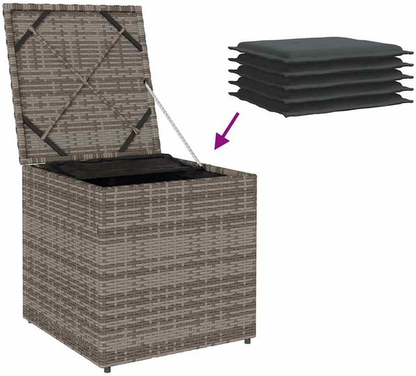 vidaXL Kissenbox mit Speicher Grau 50 x 50 x 50 cm Poly-Rattan 365410 Bild 11