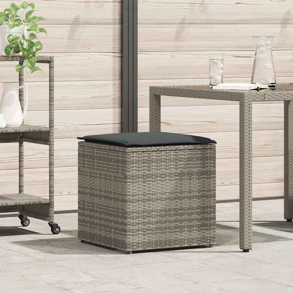 vidaXL Kissenbox mit Speicher Grau 50 x 50 x 50 cm Poly-Rattan 365410