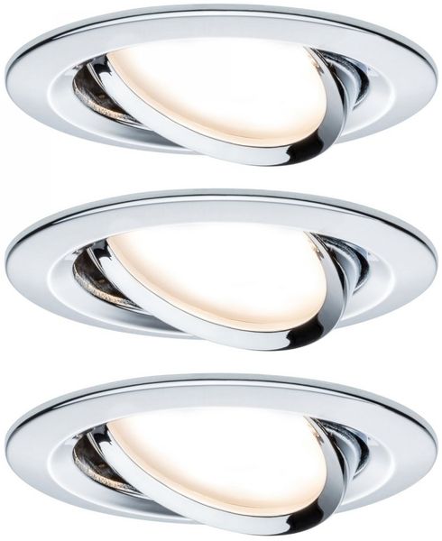 Paulmann 93880 Einbauleuchte LED Coin Slim IP23 rund Chrom 3er-Set dimmbar und schwenkbar
