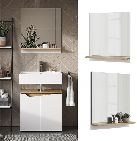 Badspiegelschrank Marelle Weiß/Artisan 60 x 67 cm mit Regal Vicco Bild 2