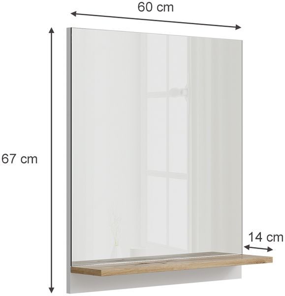 Badspiegelschrank Marelle Weiß/Artisan 60 x 67 cm mit Regal Vicco Bild 3