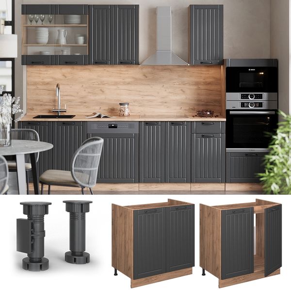 Spülenunterschrank Fame-Line Dunkelgrau 80 cm ohne Arbeitsplatte Vicco Bild 3