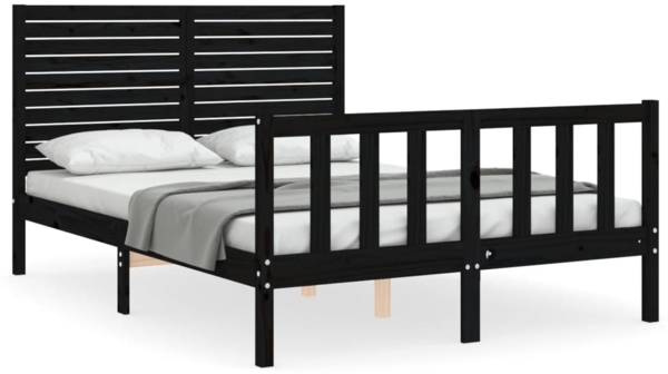 vidaXL Massivholzbett mit Kopfteil Schwarz 3193185