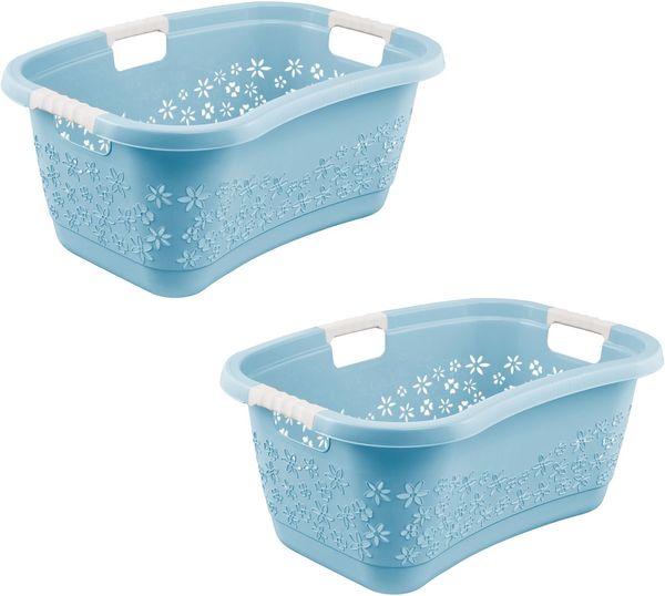 keeeper Wäschekorb lasse, 2er Set, Korb mit Softgriffen, 65 x 45 x 28 cm, 50 l (Set, 2 St), ergonomische Form, komfortable Softgriffe, Hüftstütze