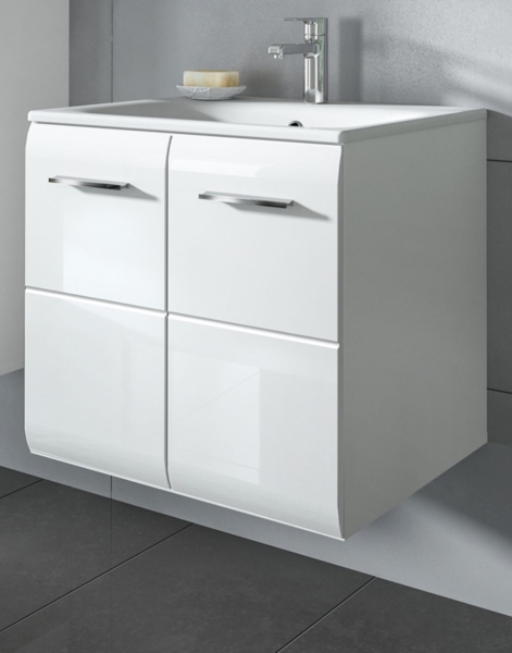 Waschtisch hängend mit Waschbecken Cover in weiß Hochglanz 60 cm