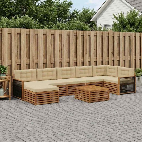 vidaXL Outdoor-Sofagarnitur mit Kissen 8 pcs Natur und Beige 3383656